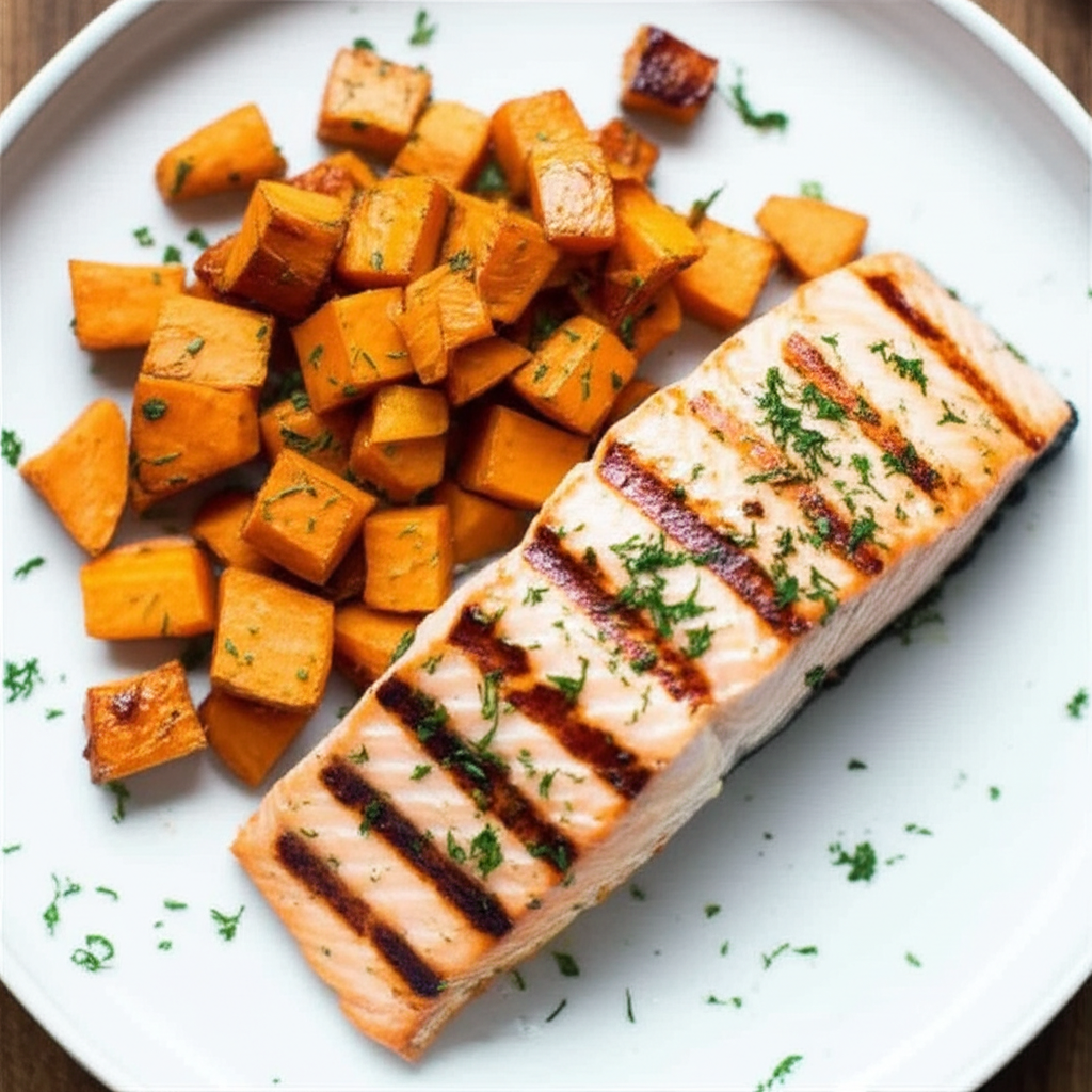Lachs mit Süßkartoffeln